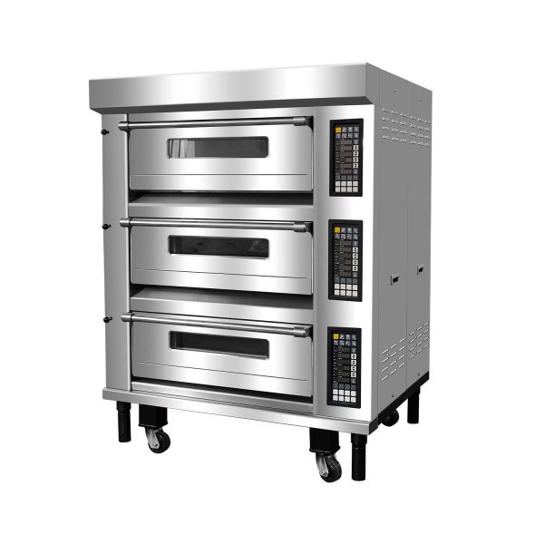 Commercial bread Oven Triple Deck Pizza Oven Commercial bread Maker with Universal Wheels for Kitchen 220V Three-Phase